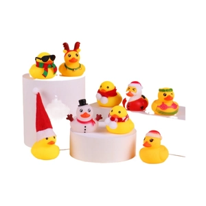 Christmas advent calendar rubber duck set with various festive holiday themed decorations