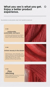 Detail of red crinkle texture cotton linen scarf showing soft fabric and fine stitching