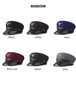 Multiple color options for fiddler caps with leather brims and metal bull head details