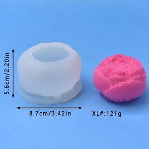 Silicone rose bud mold showing product dimensions and weight for soap and candle making
