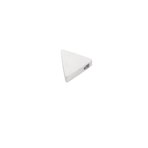 Macro view of a mirror-finished stainless steel 9x8mm triangle charm with 1.8mm hole