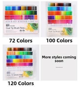 Detailed comparison of 72, 100, and 120 color dual tip brush pen sets with fine liners