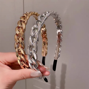 Chic candy-colored chain headband with premium metallic gold and silver finish