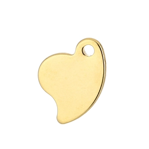 Polished gold heart-shaped stainless steel pendant charm for DIY jewelry necklaces