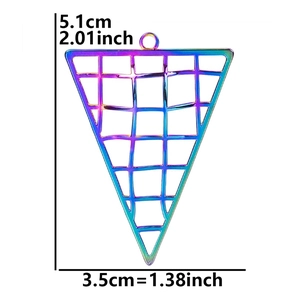 Detail view of 5.1cm triangle pendant with dimensions for DIY necklace making