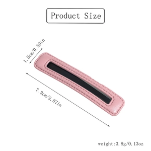 Pink PU leather hair clip dimensions showing 7.3cm length and 3.8g weight specifications