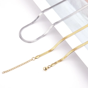Stainless Steel Flat Snake Chain Necklace Minimalist Hip Hop Herringbone Blade Chain For Men Women
