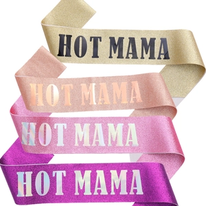 Hot Mama Glitter Party Sash Etiquette Belt Shiny Glitter Fabric For Mothers Day Birthday Celebrations Gift Accessory