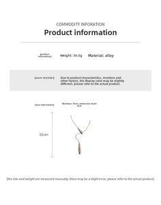 Fiche technique du collier goutte d'argent avec détails de longueur 76cm et extension 6cm