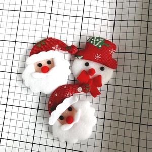 Three-piece Christmas fabric ornament set with Santa Claus and snowman felt characters