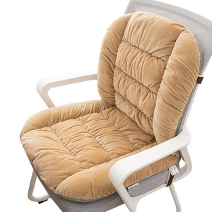 Thickened heated seat cushion for office chairs with caramel plush integrated backrest
