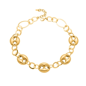 Collier en acier inoxydable plaqué or 18k avec maillons en forme de nez de cochon