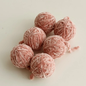 Set of 6 pink handmade DIY chenille yarn balls for Christmas floral bouquet crafts