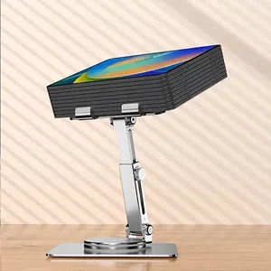 Foldable aluminum tablet stand with 360 rotation and heavy-duty load capacity support