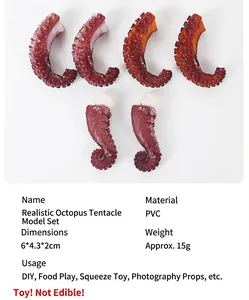 Gedetailleerde collectie realistische PVC inktvis tentakelmodellen voor DIY-projecten