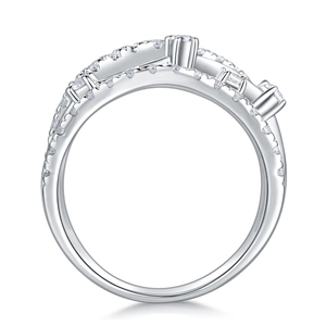 Luxurious S925 sterling silver moissanite ring featuring a sparkling crown wave design