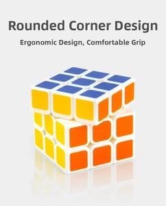Macro view of 3x3 speed cube showing rounded corners and ergonomic flexible design