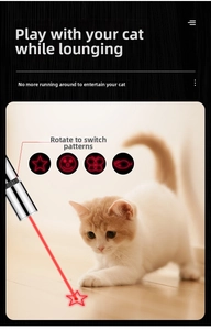 Detail showing laser cat toy with four rotating patterns and red light projection