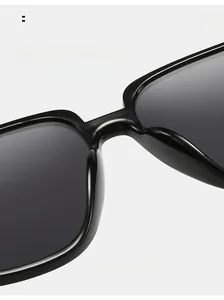 Close-up of comfortable thick nose pads on black square sunglasses for all-day wear