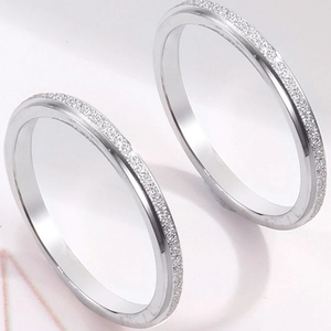 Minimalist brushed stainless steel silver rings for men and women with matte finish