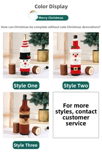 Knitted Christmas wine bottle covers featuring Santa, snowman and reindeer designs