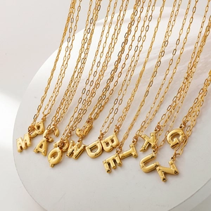 Stainless Steel Bubble Letter Pendant Necklace 3D Puffy Initial Golden Paperclip Chain Fashion Jewelry For Women Men