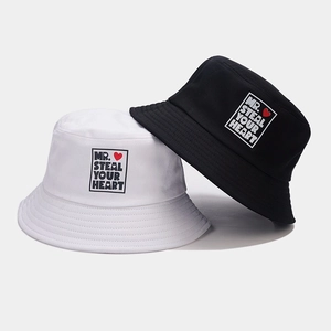 Cappello Pescatora Tela Cotone Protezione Solare Outdoor Moda Stampa Lettere Cuore Cappello Sole Per Uomini Donne