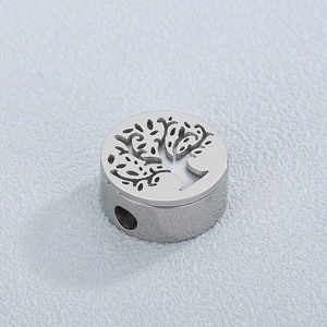 Tree Of Life Charm Pendant Stainless Steel Hollow Round DIY Jewelry Making Accessory For Bracelet Necklace