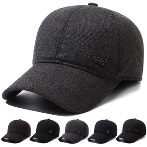 Casquette De Baseball D'Hiver Pour Hommes Tweed De Laine Chapeau Chaud Oreillettes Pliables Coupe-Vent Sport Extérieur