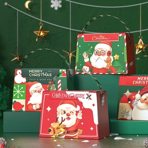 Christmas Gift Box Santa Claus Reindeer Handheld Candy Packaging Paper Boxes Holiday Party Favor Portable Cartoon