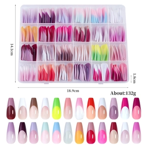 Set da 288 unghie finte cat-eye francesi in custodia da 24 griglie con dimensioni