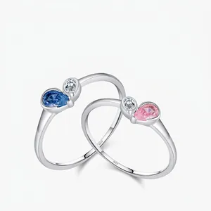 Ring Aus 925 Sterling Silber Asymmetrisch Mit Birnenförmigem Zirkonia Minimalistischer Eleganter Schmuck Für Damen