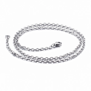 Classic silver stainless steel O-chain necklace with a secure lobster clasp closure