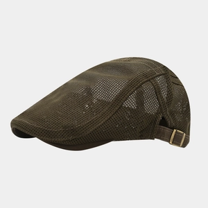 Deep olive green breathable mesh ivy cap for sun protection with adjustable metal buckle