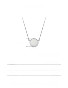 Technical dimensions of 925 silver necklace with 6mm opal pendant and 45cm chain