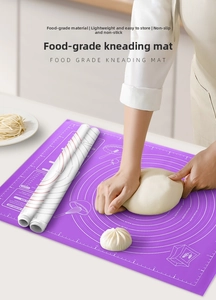 Detail of purple food grade silicone pastry mat with non-stick surface and scale marks