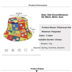 Cappello alla pescatora arcobaleno con impronte, dettagli circonferenza 56-58cm e tesa 6cm
