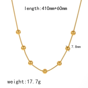 Detailed specs of gold beaded snake chain with 410mm length and 7.8mm bead diameter