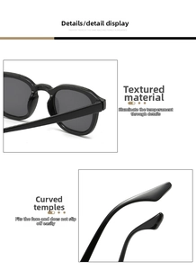 Close-up of retro round black sunglasses showing smooth hinges and curved temple tips