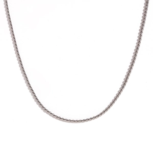 Sleek silver stainless steel S-chain necklace with high-polish metallic texture