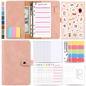 A6 Budget Binder PU Leather Macaron Color Loose-leaf Notebook With Zipper Pockets And Expense Budget Sheets Savings Planner
