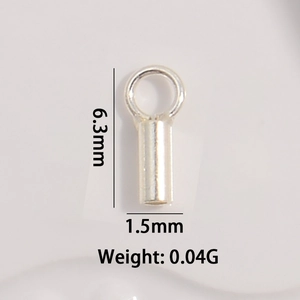 S925 sterling silver cord end cap 6.3x1.5mm with loop for DIY jewelry making