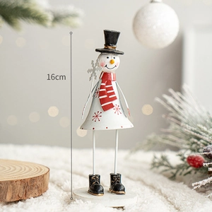 Nordic 3D metal snowman ornament 16cm height for Christmas table decor