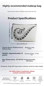 Detailed view of lightweight piano key makeup bag with specifications and 17x25cm size