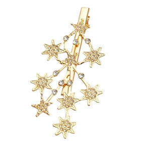 Elegant gold hair clip featuring sparkling rhinestone stars with a minimalist branch design