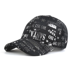 Schwarze Weihnachts-Baseballkappe mit silbernen Weihnachtsmann-Prints