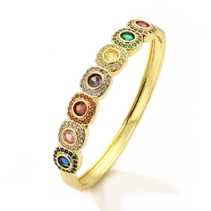 Elegante bracciale placcato oro da donna con pietre di zirconi multicolori