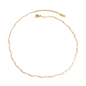 Handmade Chain Necklace 18K Gold Plated Stainless Steel Semi-Circular Arc Wave Design Minimalist Modern Jewelry For Women