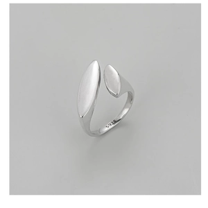 Close-up of S925 sterling silver hallmark on the polished inner band of the open ring