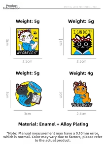 Close-up of cat enamel pins set featuring four colors and polka dot headbands